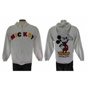 Mickey Mouse Walt‎ Disney World Full Zip Hoodie Sweatshirt S White Mens